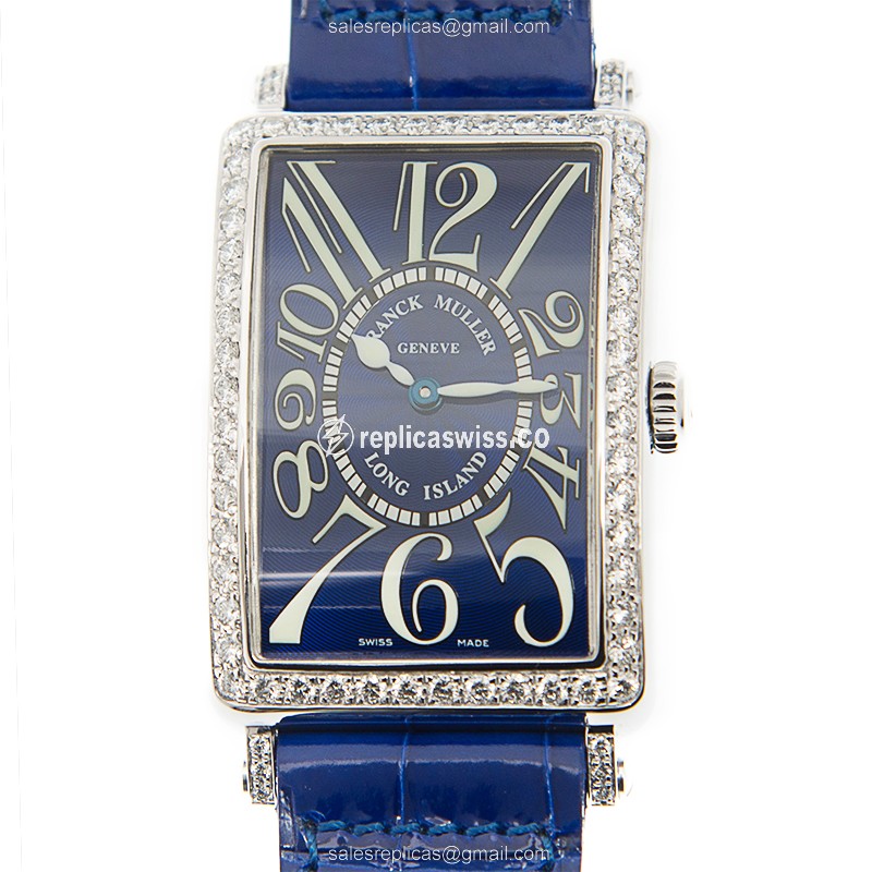Franck Muller 952 QZ D 1R - Quartz - Blue Dial - Diamond Case - Blue Alligator Strap - Buckle Clasp